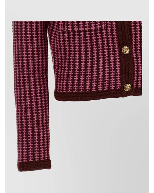 Versace Red Wool Crochet Cardigan
