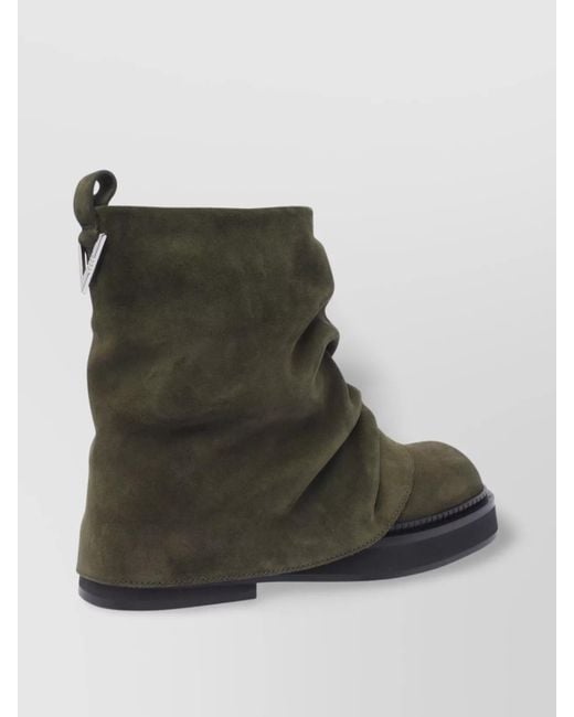 The Attico Black Leather Ankle Pull Tab Combat Boots