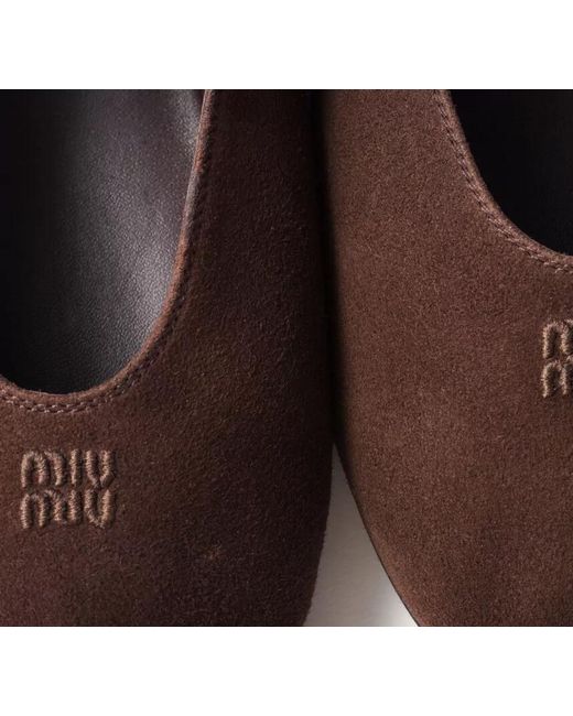 Miu Miu Brown Suede Ballerina Shoes