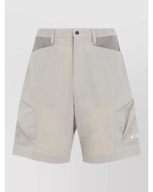 Oakley Gray Cargo Shorts Elastic Waist Pockets Belt Loops for men