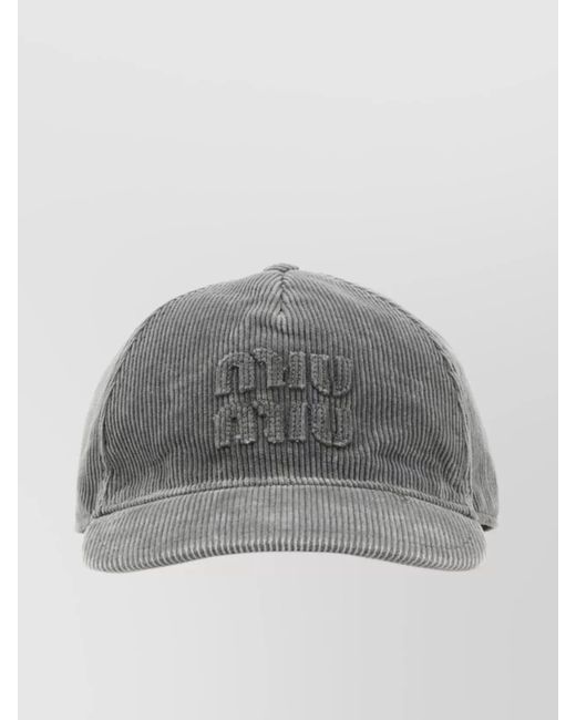 Miu Miu Gray Corduroy Baseball Cap Curved Brim