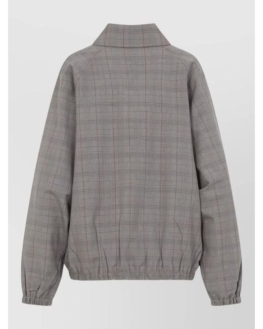 Miu Miu Gray Checked Blouson Jacket Relaxed Silhouette