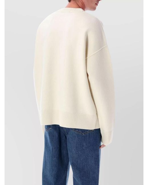 AMI Blue Virgin Wool Oversized Crewneck Sweater for men