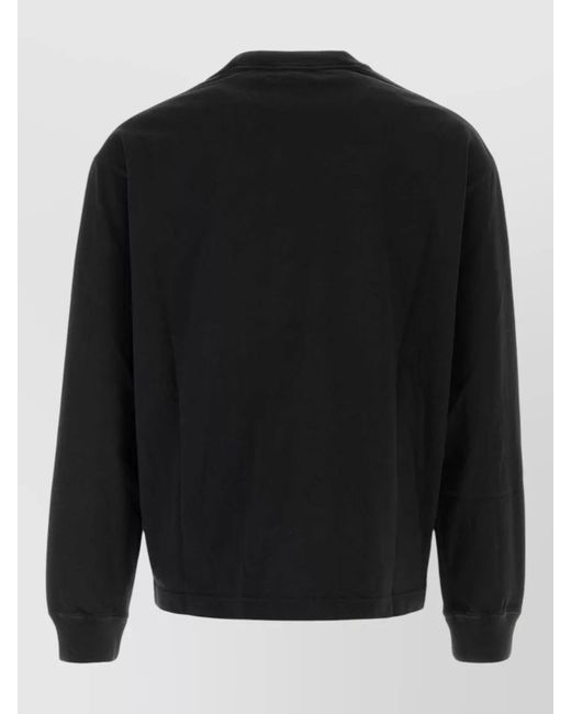 Prada Black Cotton Sweatshirt Crew Neck Long Sleeves Regular Fit for men