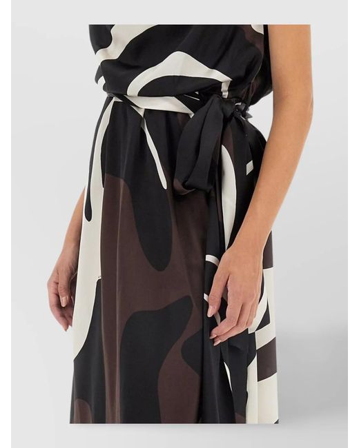 Kiton Black Silk Printed Regular-Fit Midi Dress