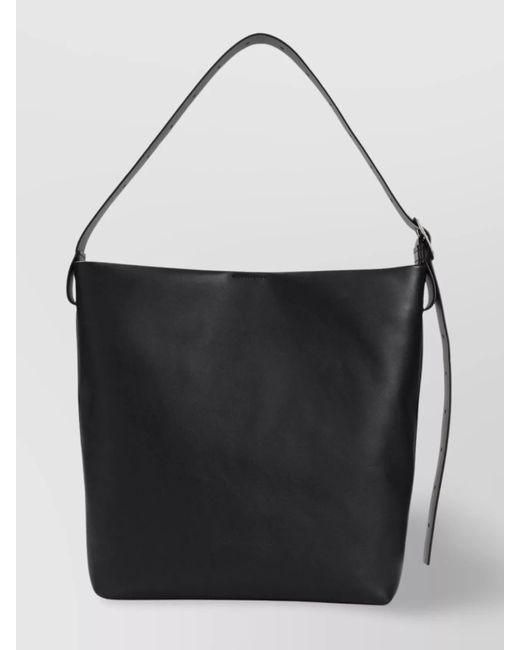 Jil Sander Black Square Belt Hobo Bag With Buckle Detail