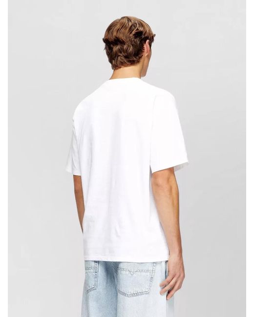 DIESEL White Cotton Relaxed-Fit Crew-Neck Short-Sleeve T-Shirt for men