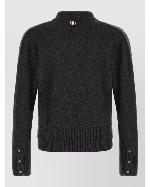 Thom Browne Gray Trompe L Oeil Polo Knit Sweater for men