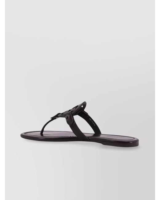 Tory Burch Black Leather Logo-Detail Thong Sandals