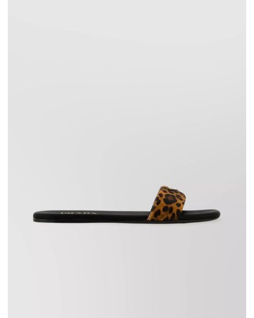 Prada White Printed Calf Hair Slides