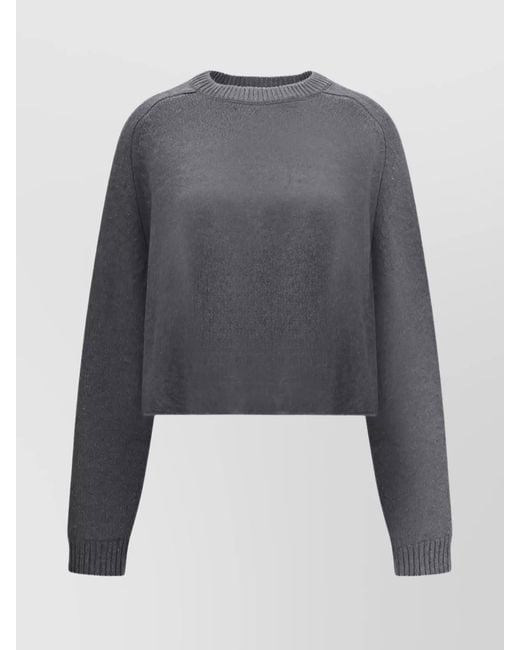 Lisa Yang Gray Karine Ribbed Crew Neck Knit Sweater