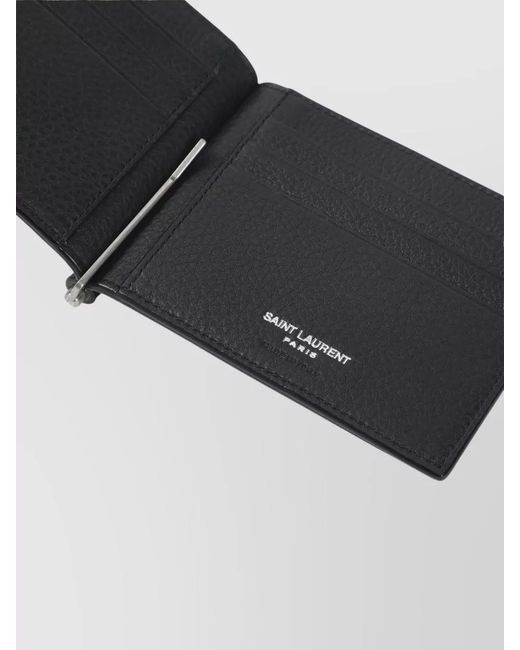 Saint Laurent Black Cassandre Tiny Calf Leather Wallet for men