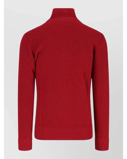 Maison Margiela Red High Collar Casual Crewneck Jacket Ribbed for men