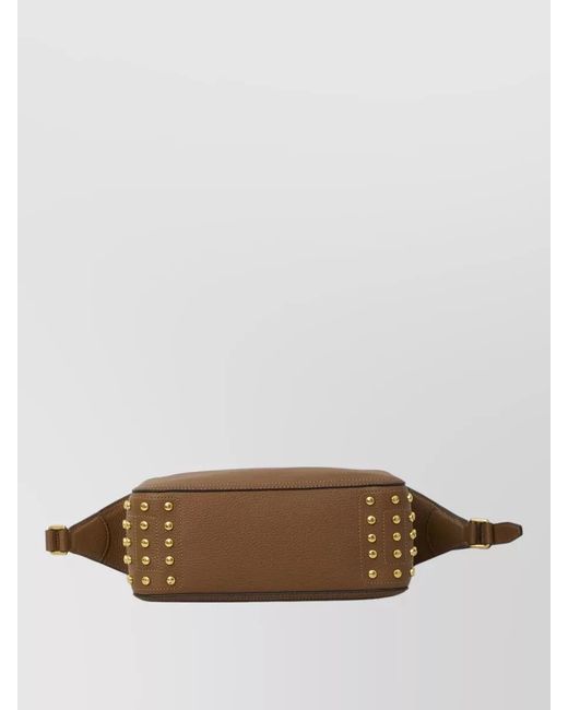 Tod's Brown Mini Belt Bag Metal Studs Detail