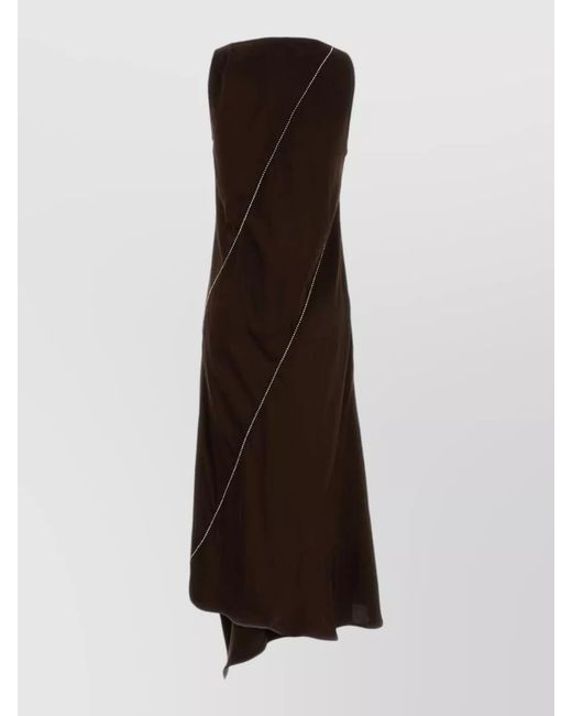 Jil Sander Brown Satin Midi Dress