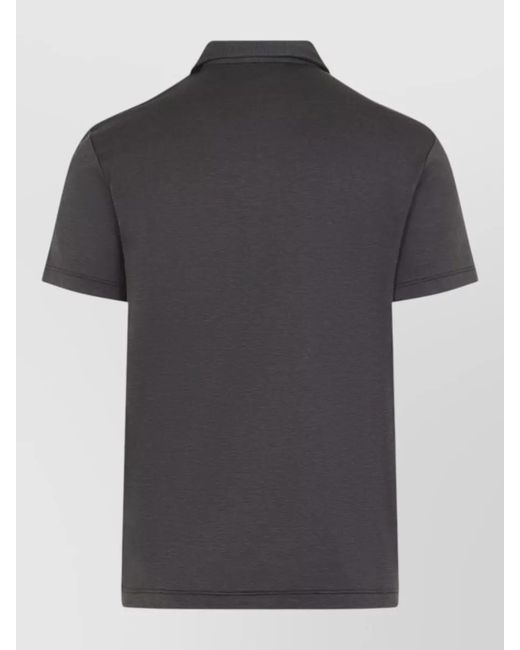 Giorgio Armani Black Silk Cotton Short-Sleeve Polo Shirt for men