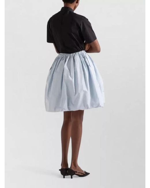 Prada Blue Taffeta Skirt Featuring Gathered Detail Pockets