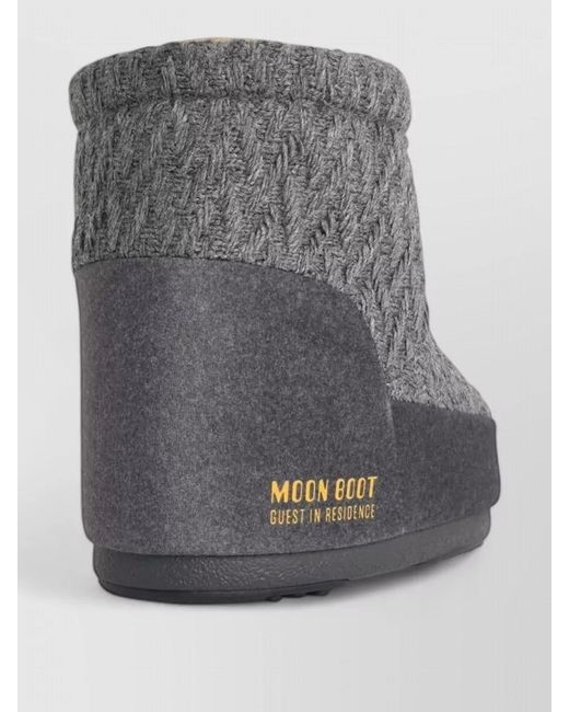 Moon Boot Gray Icon Low Knit Ankle Boots Rubber Sole