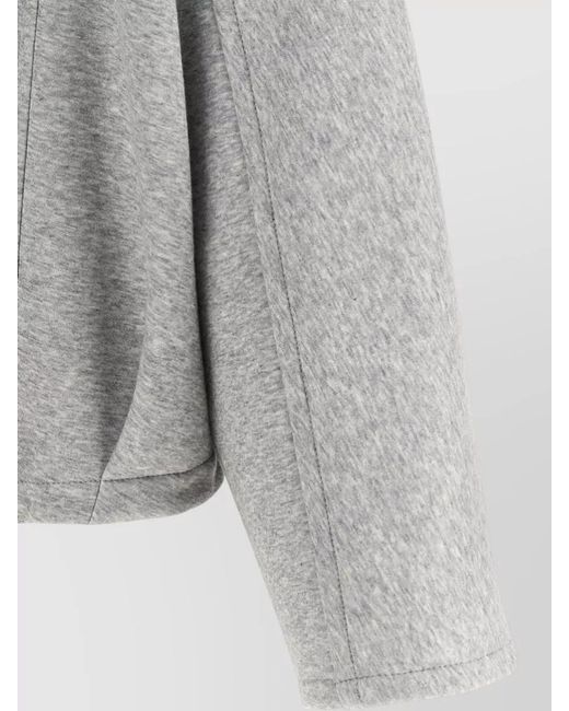 Brunello Cucinelli Gray Hooded Cropped Knit Jacket Relaxed Fit
