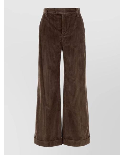 Brunello Cucinelli Brown Corduroy High Waist Wide Leg Pants