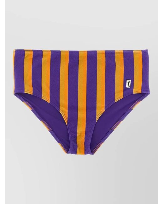 Saint Laurent Blue Bikini Briefs Striped Design Elastic Waistband