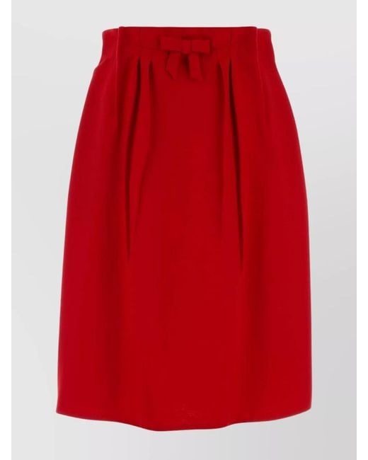 Prada Red Virgin Wool High-Rise Skirt