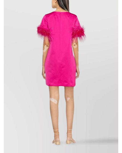P.A.R.O.S.H. Pink Feather Mini Dress