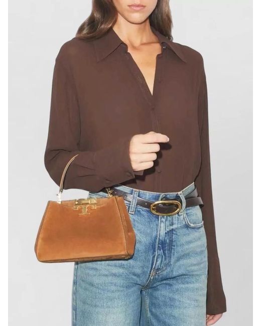 Tory Burch Brown Mini Suede Satchel Shoulder Bag