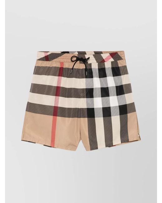 Burberry Natural Checked Swim Shorts for men