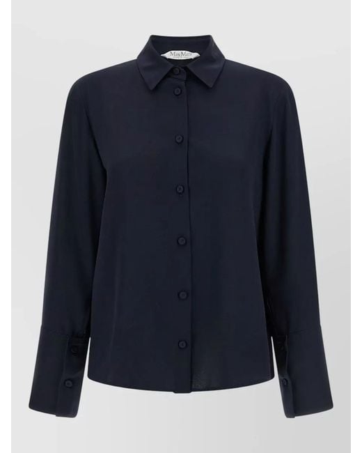 Max Mara Blue Silk Mxpvoliera Shirt