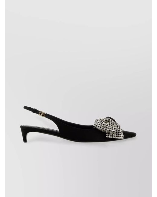 Dolce & Gabbana Multicolor Satin Rhinestone-Embellished Slingback Pumps