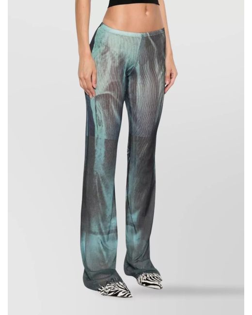 Jean Paul Gaultier Blue Printed Mesh Wide-Leg Trousers