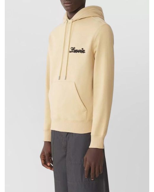 Lanvin Natural Hooded Crewneck Sweater Kangaroo Pocket Ribbed Hem for men