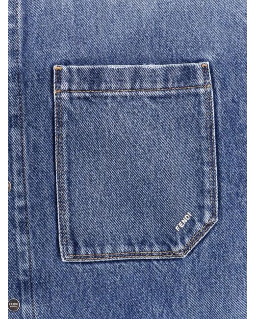 Fendi Blue Denim Oversized Shirt for men