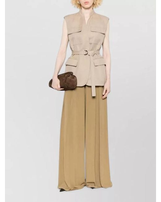 Max Mara Natural High-Rise Pleated Wide-Leg Bermuda Shorts