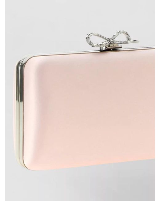 Self-Portrait Pink The Bow Satin Clutch Bag