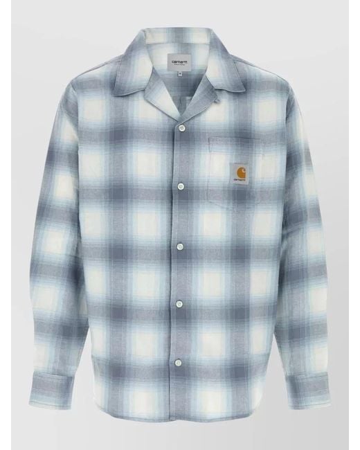 Carhartt Blue Tyers Cotton Shirt Long Sleeves Plaid for men