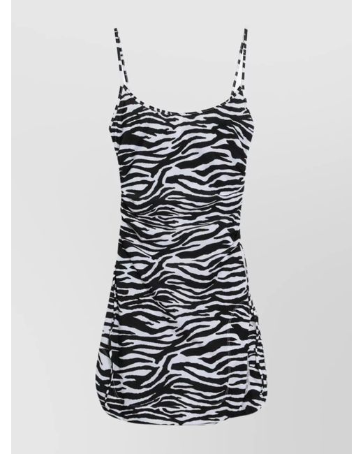 The Attico Black Zebra Print Beach Cover Up Mini Dress