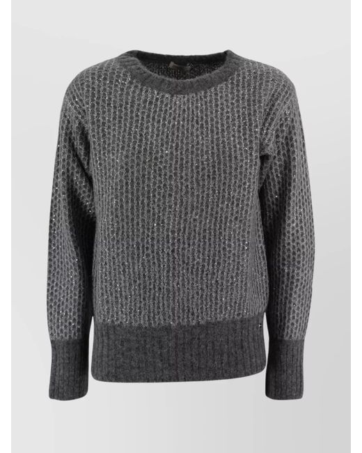 Herno Black Alpaca-Blend Fine-Knit Sequin Crew-Neck Jumper