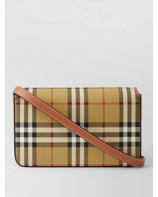 Burberry Natural Hampshire Mini Check Crossbody Bag Satchel