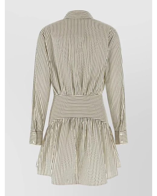 Staud White Striped Cotton Poplin Shirt Mini Dress