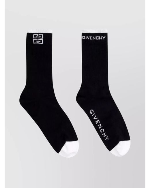 Givenchy Black Ribbed Texture Socks Contrast Toe Heel for men