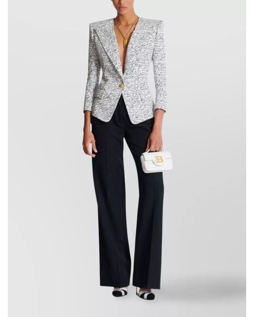 Balmain White Printed Tailored Jacket