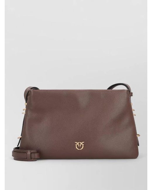 Pinko Brown Triple Step Leather Crossbody Shoulder Bag