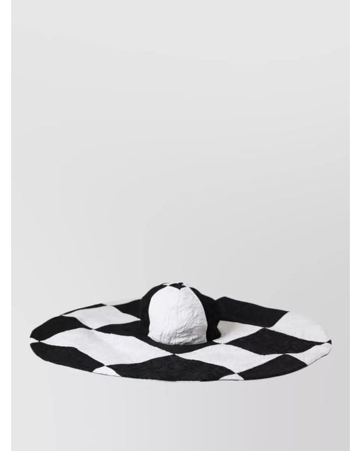 Dolce & Gabbana Black Checked Wide Brim Sun Hat