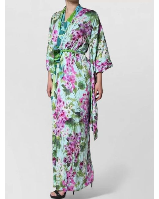 Dolce & Gabbana White Silk Floral-Print Wrap Maxi Dress