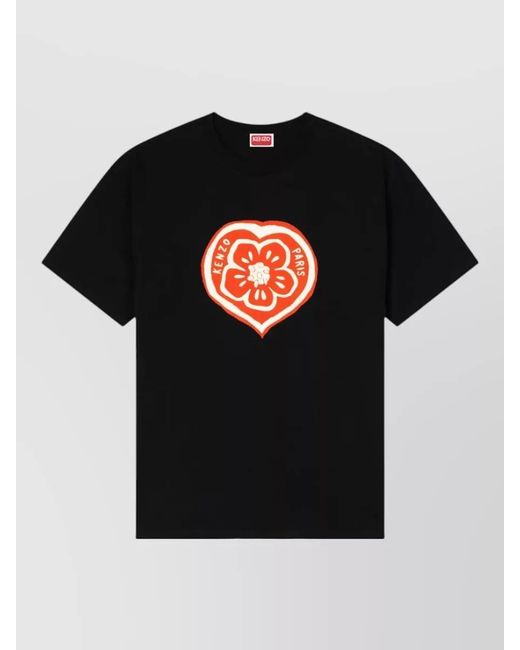 KENZO Black Cotton Loose-Fit Printed T-Shirt