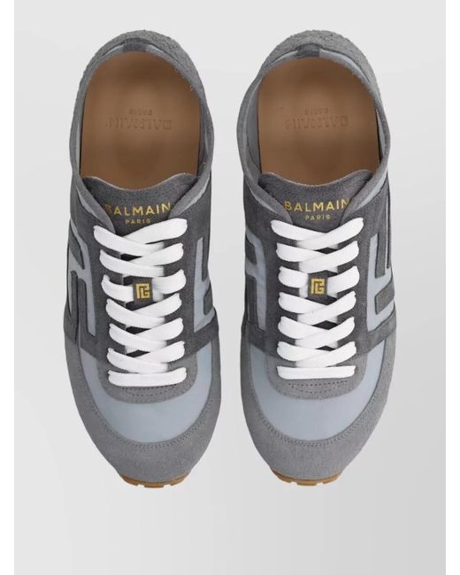 Balmain Metallic Low Top Sneakers Round Toe Suede Panels for men