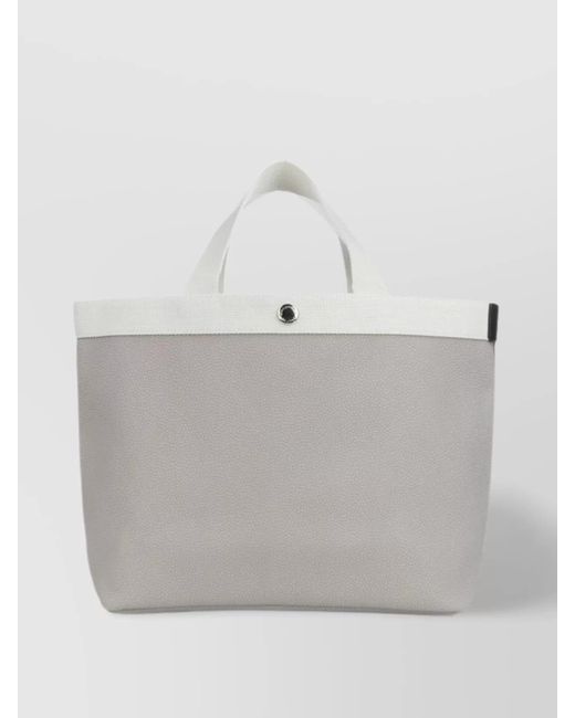 Herve Chapelier Gray Handbags With Textured Finish And Top Handles