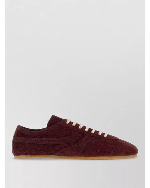 Dries Van Noten Red Suede Low-Top Sneakers